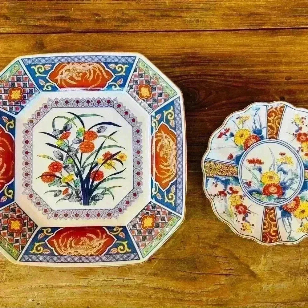 Vintage Japanese Midcentury Modern Plates, set of 2. Arita Fine China & Mann - Picture 4 of 7